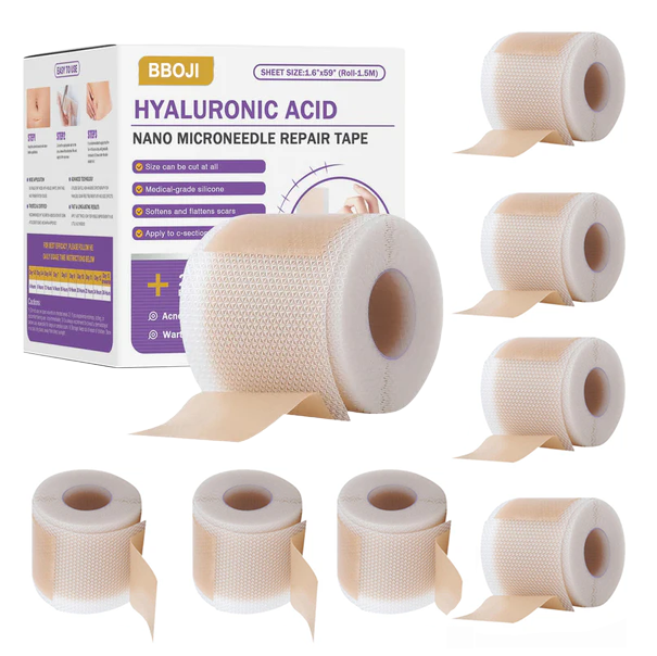 ✅Official Store |BBOJI® Hyaluronic Acid Nano Microneedle Repair Tape🏥(Treatment of old and new scars, reduction of surgical scars, stretch marks, keloids, acne, burns, warts, dermatomes and varicose veins)